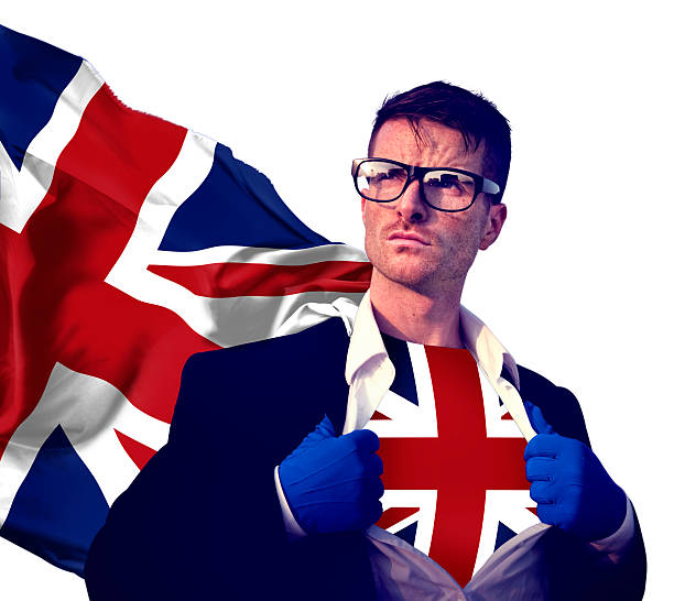 istock Superhero Businessman UK Isolated Concept 477464054