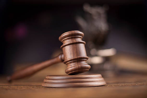 istock Wooden gavel barrister, justice concept, legal system 477464122