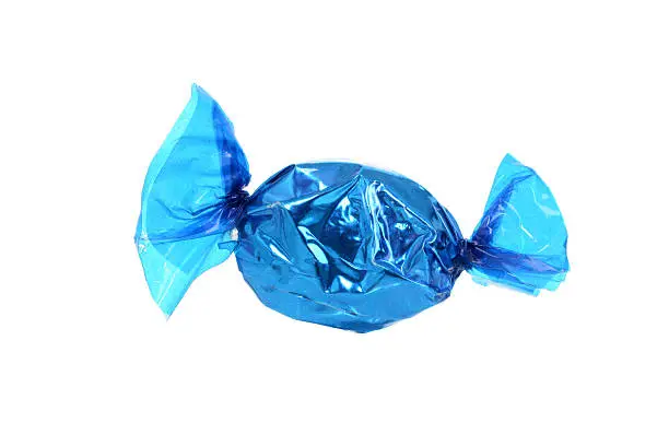 isolated blue wrapped candy