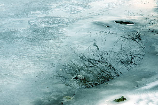 Ice on the sea shore stock photo