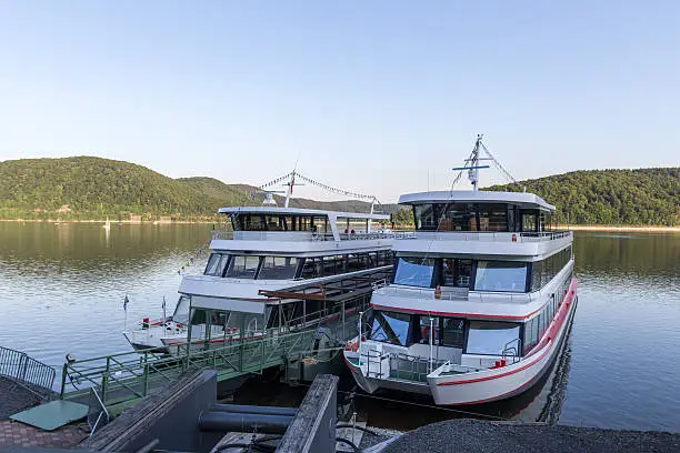 edersee lake germany with tourist ships
