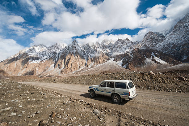 istock Minivan on Karakoram Highway with mountain in background 477468241