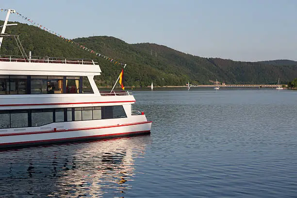 edersee lake germany with tourist ship