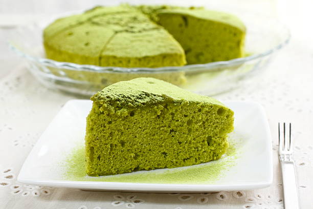 Chiffon cake of green tea Chiffon cake put a green tea. chiffon stock pictures, royalty-free photos & images