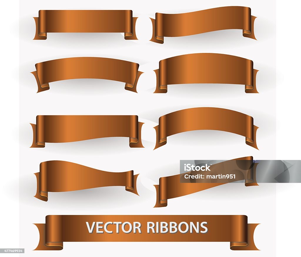 Banner Ribbon Rounded Edge Bronze Various Curved Empty Ribbon Banners Eps10 Stock Illustration ...