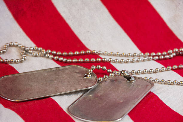istock Dog tags on American Flag 477470364