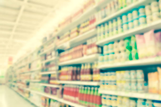 istock Supermarket blur background , Miscellaneous Product shelf 477470688