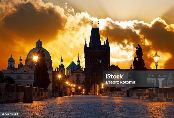 Sunrise Over Prague Look From Charles Bridge Stock Photo - Download Image Now