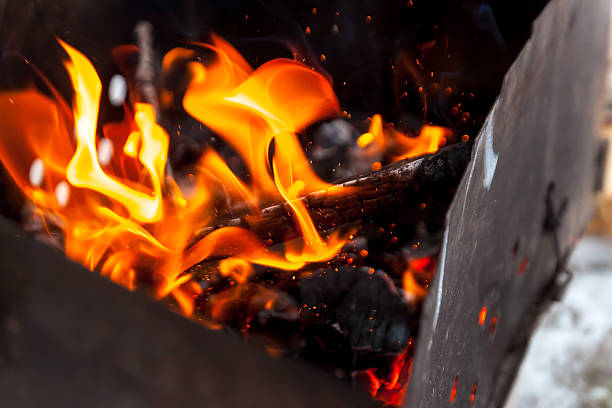 istock Fire in brazier, preparing for Russian barbecue 477476391