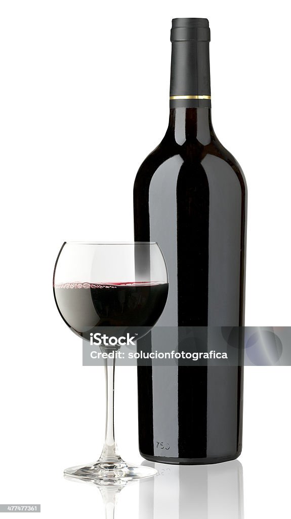 Copo e garrafa de vinho tinto - Foto de stock de Garrafa de Vinho - Garrafa royalty-free