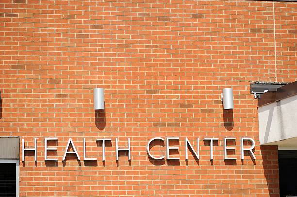 istock Health center with sign 477480232