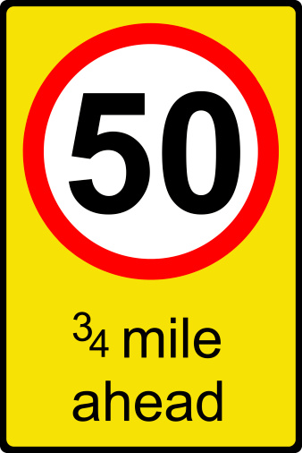 Temporary speed limit ahead road traffic sign