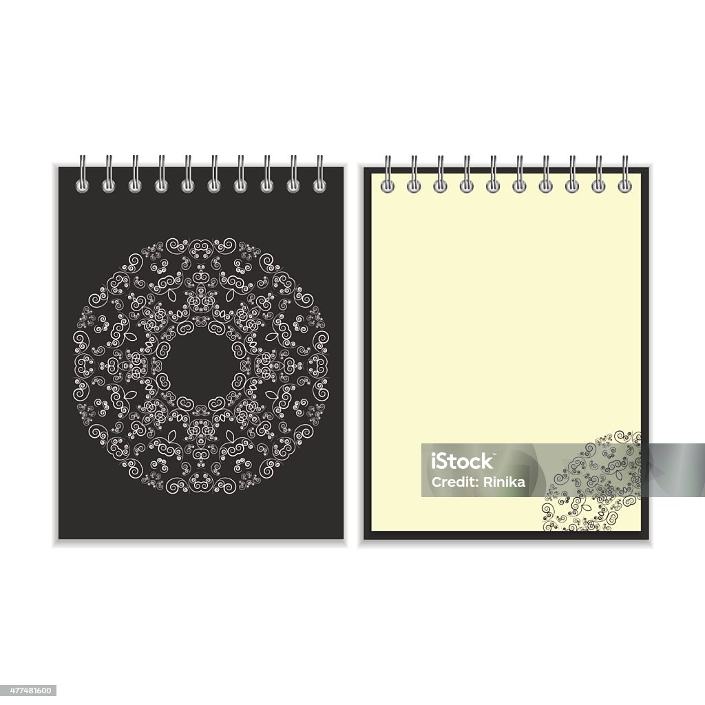 Circular Pattern Examples Notebook Black Cover Notebook With Round Ornate Pattern Stock Illustration ...