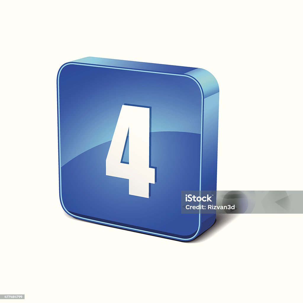 4 número de canto arredondado 3d ícone de vetor botão azul - Royalty-free Azul arte vetorial