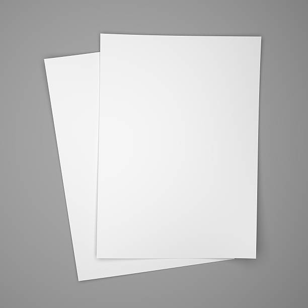две белые бумажные листы на серый - note 2 стоковые фото и изображения