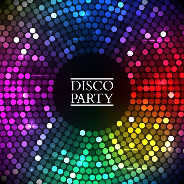 ilustraciones, imágenes clip art, dibujos animados e iconos de stock de colorido luces de discoteca.  vector - discoteca