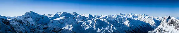 Alps in Switzerland, panoramic large, Eiger and Jungfrau monk. Holiday in Switzerland. winter sports