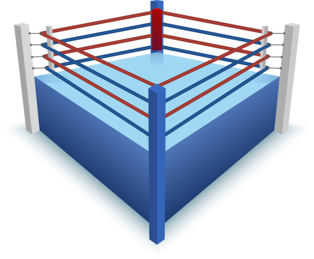 ボクシングリングを白で分離。 ベクター - boxing boxing ring rope three dimensional shape点のイラスト素材／クリップアート素材／マンガ素材／アイコン素材