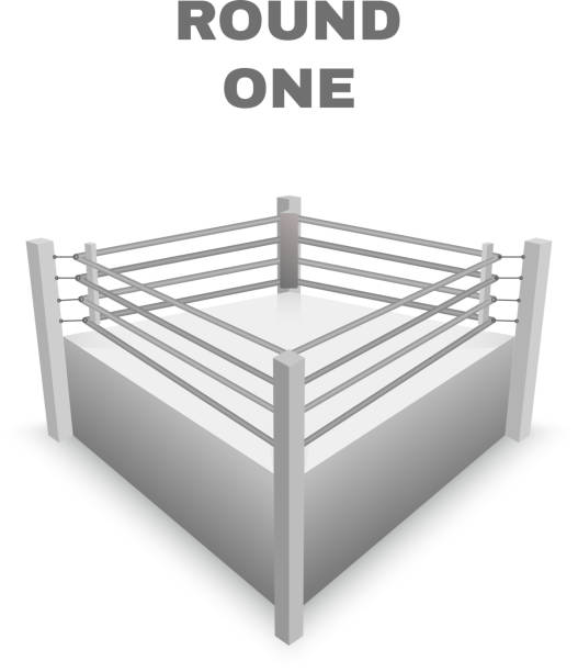 ボクシングリングを白で分離。 ベクター - boxing boxing ring rope three dimensional shape点のイラスト素材／クリップアート素材／マンガ素材／アイコン素材