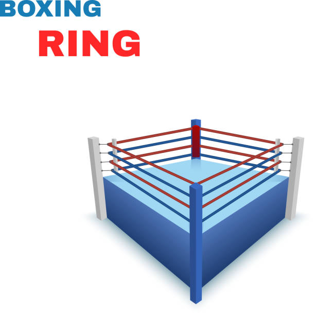 ボクシングリングを白で分離。 ベクター - boxing boxing ring rope three dimensional shape点のイラスト素材／クリップアート素材／マンガ素材／アイコン素材