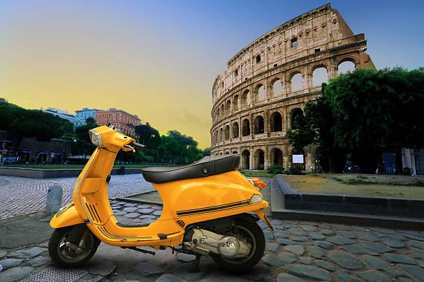 Yellow vintage scooter