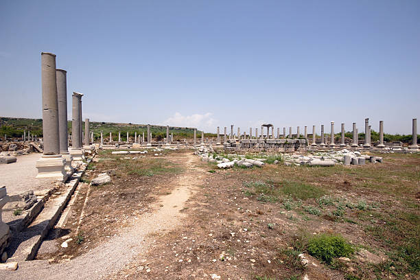 antigo colunas gregas em perge, turquia - anatolya imagens e fotografias de stock