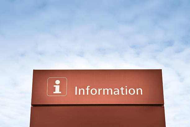istock Brown information sign against a blue sky 477493854