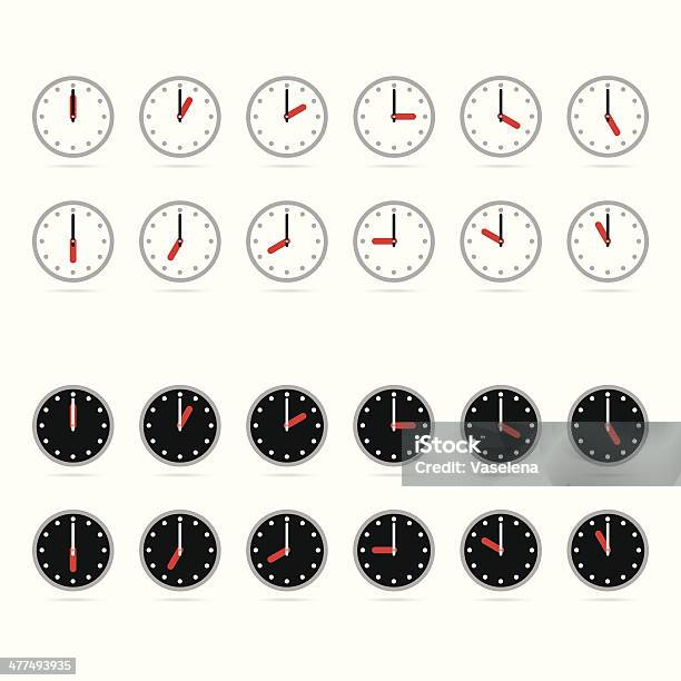 Ilustración de Iconos De Reloj Con Sombra y más Vectores Libres de Derechos de Dibujo - Dibujo, Diseño web, Día