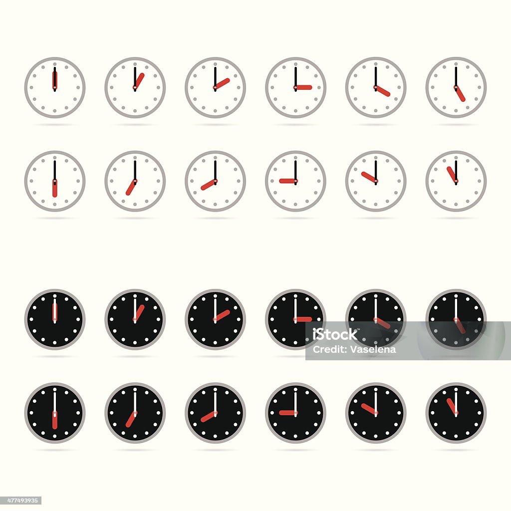 Ícones de relógio com sombra - Royalty-free Desenho arte vetorial