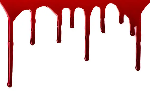 Blood pouring isolated on white