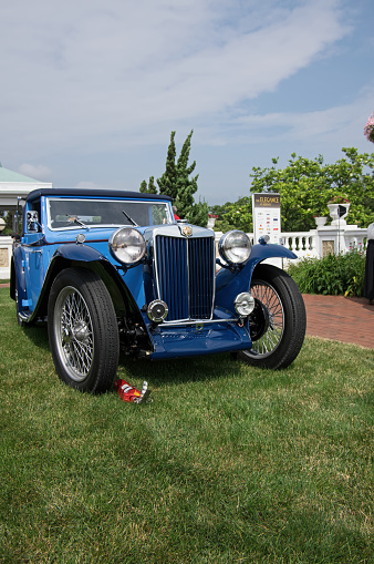 Hershey, PA, USA-June 14, 2015:  1938 MG TA Tickford Drophead on display at The Elegance at Hershey.  Just 252 Tickfords were produced making this an extremely rare car.