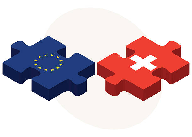 der europäischen union und der schweiz flags - euro symbol european union currency swiss currency switzerland stock-grafiken, -clipart, -cartoons und -symbole