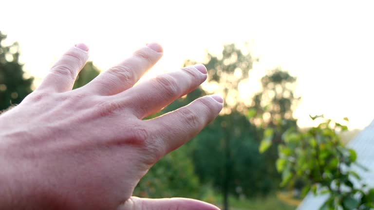 Man Looking To The Sun Through Fingers