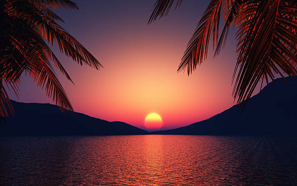 istock 3D render of an ocean against sunset sky 477501064