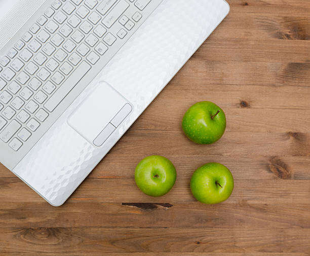 istock three green apples on worplace 477503290