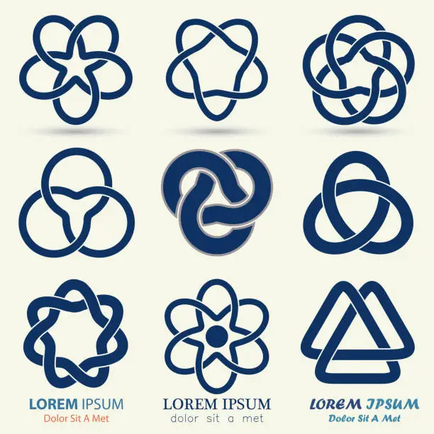 Vector illustration of Business logo set, blue knot symbol