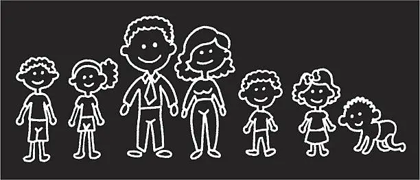 Vector illustration of curly family