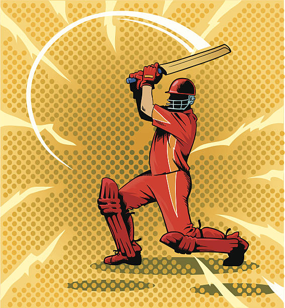 pałkarz uderzające piłka do krykieta - test cricket stock illustrations