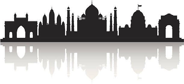 indien (jedes gebäude ist beweglich und komplett) - delhi new delhi panoramic india stock-grafiken, -clipart, -cartoons und -symbole