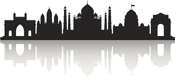 индия (каждое здание, движимые и заполнения - delhi new delhi panoramic india stock illustrations