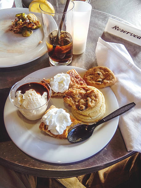 american breakfast with sweet cake