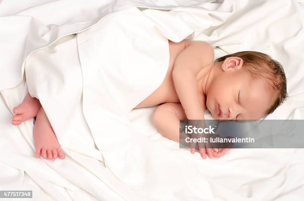 Beautiful Innocent Newborn Sleeping Stock Photo - Download Image Now - 2015, Baby - Human Age, Beauty