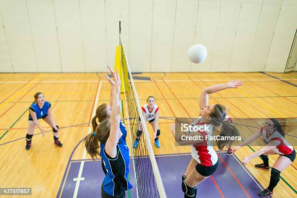 Pallavolo In Stile College - Fotografie stock e altre immagini di 16-17 anni - 16-17 anni, 18-19 anni, Abbigliamento sportivo