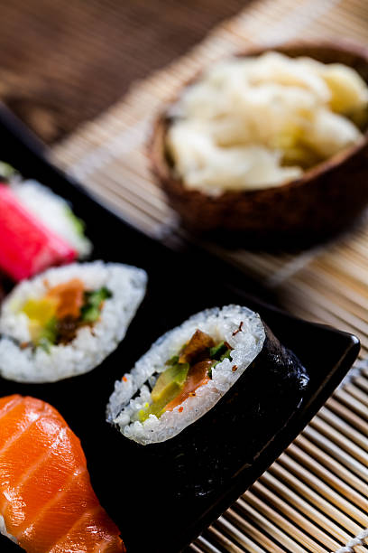 istock Decorative seafood concept with Japanese sushi 477519541