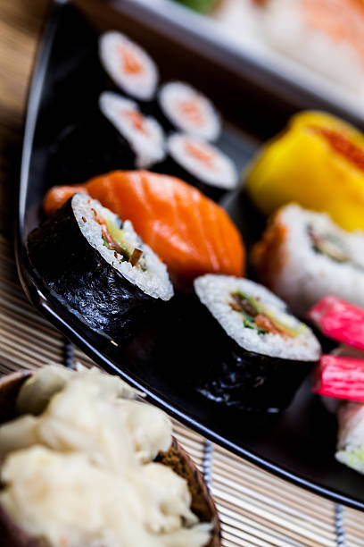 istock Decorative seafood concept with Japanese sushi 477519555