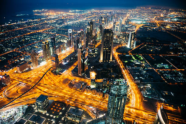 istock Dubai aerial view at night 477520384