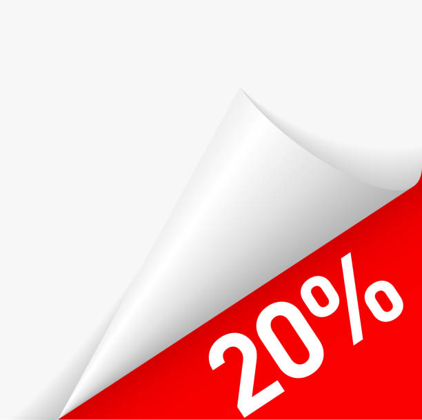 Paper corner discount 20 percent discount under folded paper corner papery stock illustrations