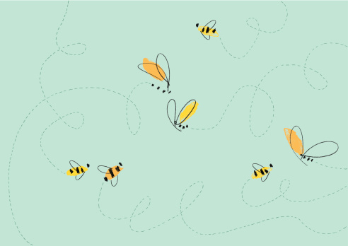 Flying Bees Illustration