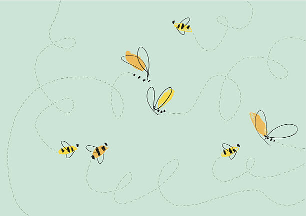 Flying Bees Illustration Flying Bees Illustration. EPS vector file. Hi res JPEG included. flying bees stock illustrations