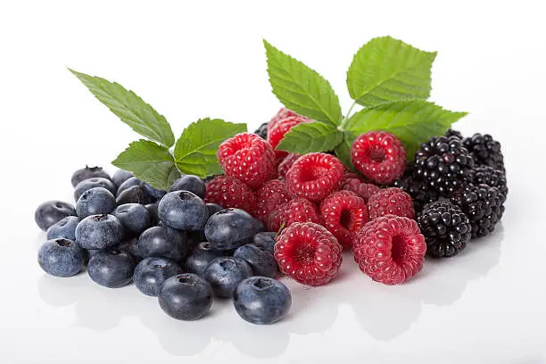 Composition of fresh blueberries,raspberries and blackberries